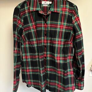 Vineyard Vines Festive Plaid Shirt in Red and Green